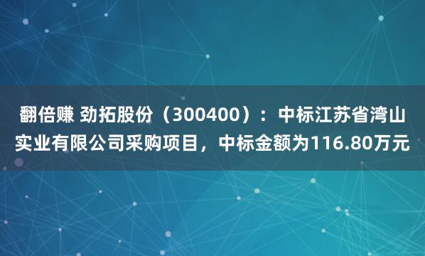 翻倍赚 劲拓股份（300400）：中标江苏省湾山实业有限公司采购项目，中标金额为116.80万元