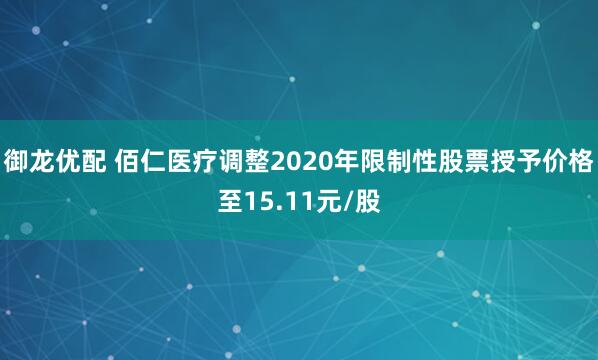 御龙优配 佰仁医疗调整2020年限制性股票授予价格至15.11元/股