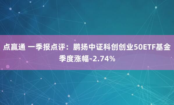 点赢通 一季报点评：鹏扬中证科创创业50ETF基金季度涨幅-2.74%