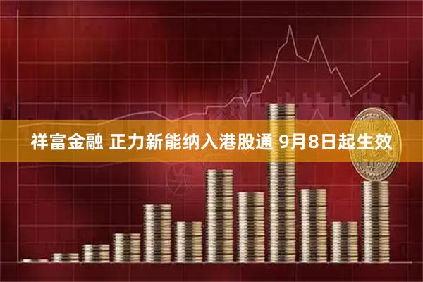 祥富金融 正力新能纳入港股通 9月8日起生效